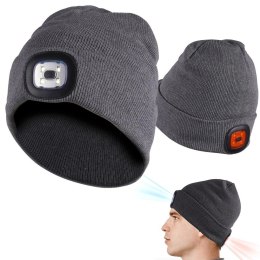 Czapka z latarką beanie szara Vilde