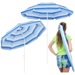 Parasol Plażowy Balkonowy w Paski Regulowany Łamany Solidny ENERO 180 cm ENERO CAMP