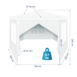 Pawilon Namiot Ogrodowy Sześciokątny Biały SASKA GARDEN 200 x 200 x 260 cm SASKA GARDEN