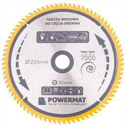 Tarcza Ostrze do Cięcia Drewna Widiowa Stalowa Solidna POWERMAT 255 mm POWERMAT