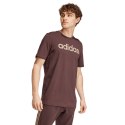 Koszulka męska adidas Essentials Single Jersey Linear Embroidered brązowa IZ4768