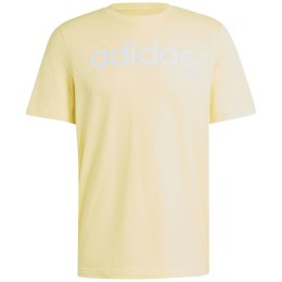 Koszulka męska adidas Essentials Single Jersey Linear Embroidered żółta IZ4769