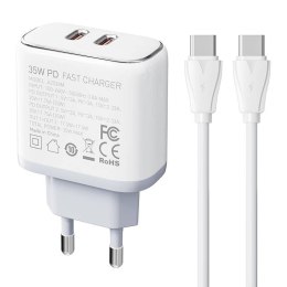 Ładowarka sieciowa LDNIO A2528C 2USB-C 35W + Kabel USB-C - USB-C LDNIO